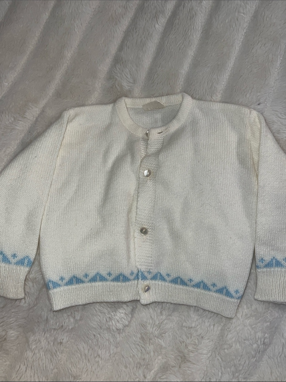 Vtg 70s French Crylor Baby Cardigan Sweater